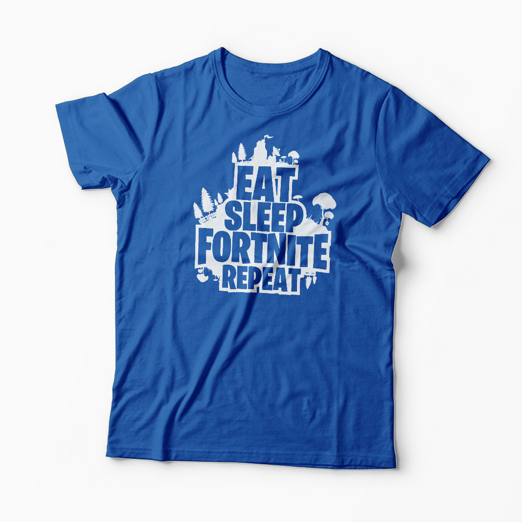 Tricou Fortnite Eat Sleep Repeat - Bărbați-Albastru Regal